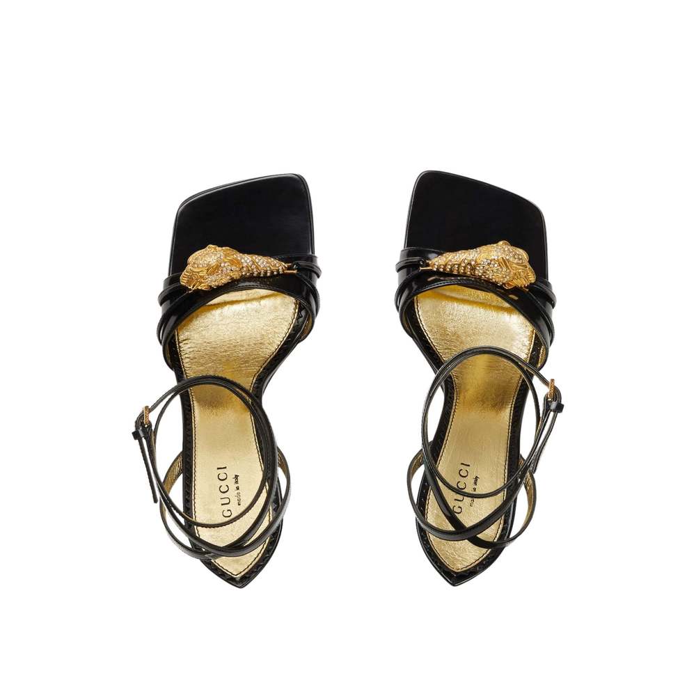 Gucci - Two-Toned Embellished Wedge Sandals - IT 37.5 - Picture 5 of 6